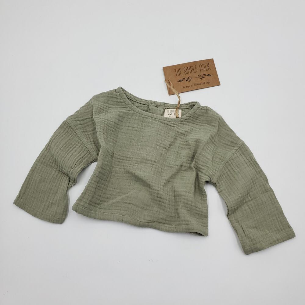 The Simple Folk The Button Back Top in Seafoam Size 0-3 Months